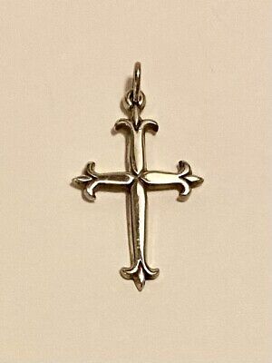 Small Polished Cross Dangle Earrings with Fleuree Sterling Silver Small Polished Cross Dangle Earrings with Fleuree Sterling Silver