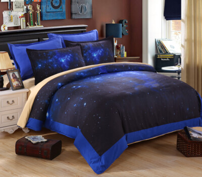 3D Kosmischer Sternenhimmel Traum Muster Quilt Cover Set Bettwäsche Sets Kiss...
