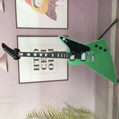 Explorer Metallic Green Electric Guitar HH Pickups Mahogany Body Chrome Hardware