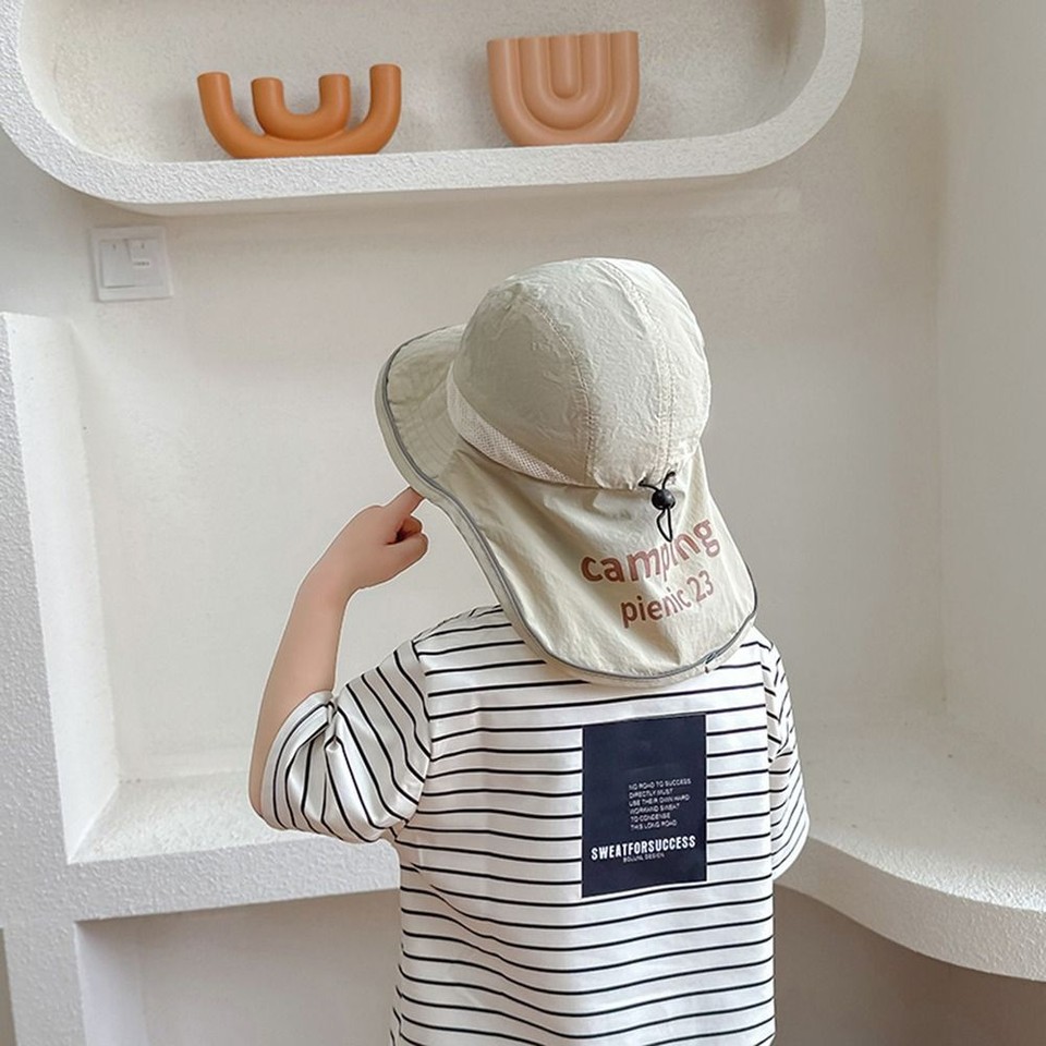 Beach Cap Sun Protection Neck Caps Kids Bucket Hats Spring Summer eBay