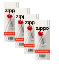Authentic Zippo Replacement Lighter Flint 4 Pack, 24 Flints for Clipper and more