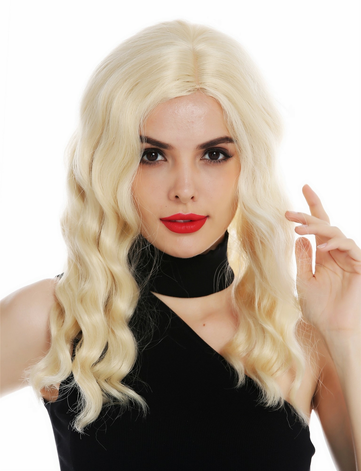 Women's Long Stripe Wavy Wavy Light Blonde Hollywood Diva Wig