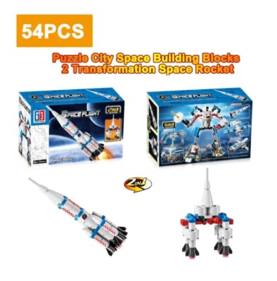 2 In 1 Transformation Space Building Block Toys SPACE ROCKETS