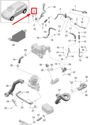 PORSCHE MACAN 95B Engine Coolant Pipe 958.106.065.20 95810606520 NEW
