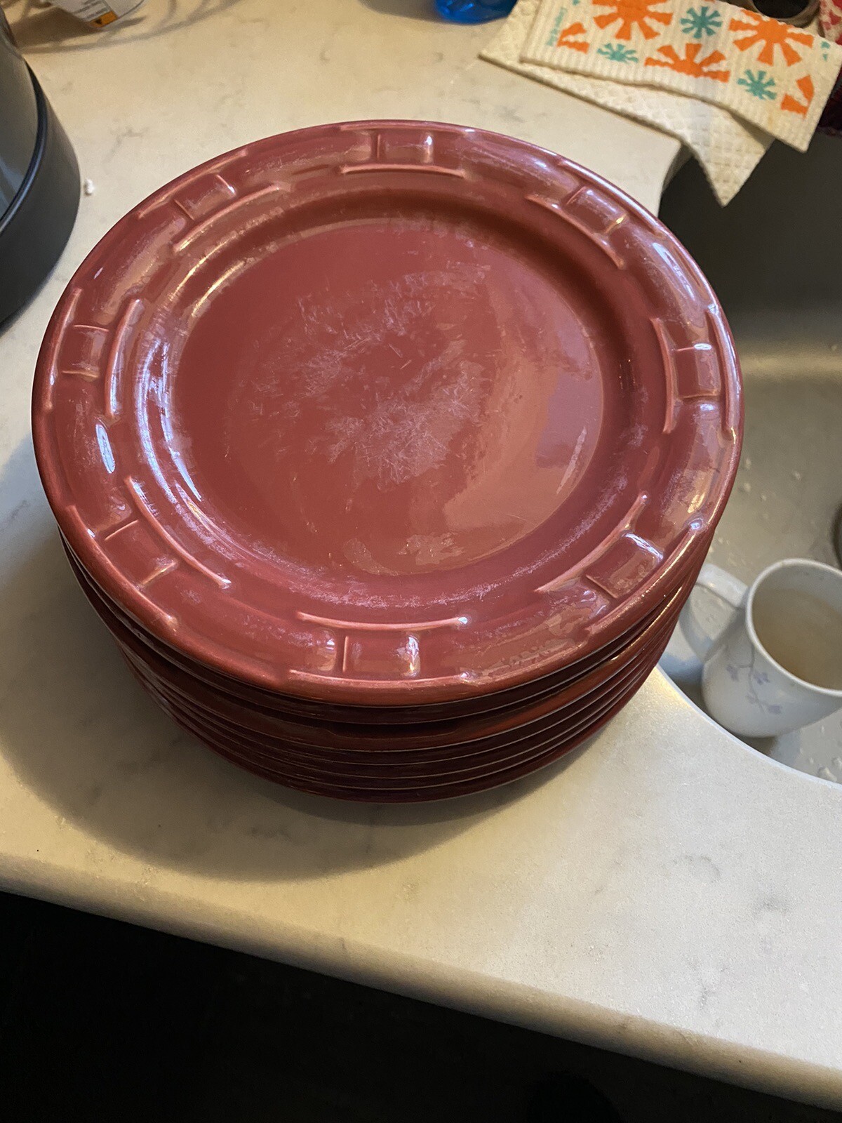 Longaberger Woven Traditions Pottery Lot of 7 Luncheon salad plates