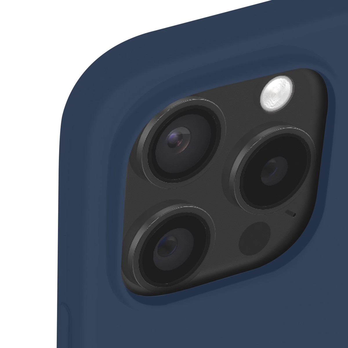 Coque iPhone 15 Pro Jaym en silicone bleu avec doublure microfibre douce