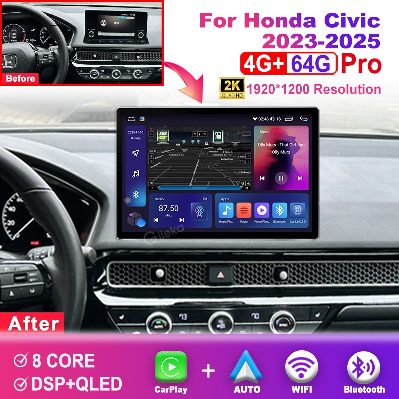 For Honda Civic 2023-2025 Apple Carplay Android 14 Car Stereo