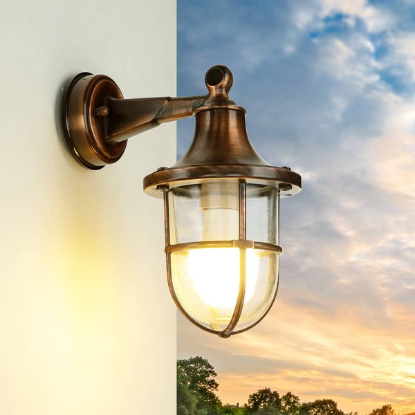 AußEnlampe Wandleuchte IP64 Kupfer Antik E27 Messing Massiv Maritim Hausgarten-image