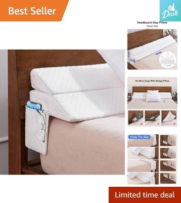 Luxury Queen Bed Wedge Pillow with Removable Cover - Fills Headboard Gap 0-7 in