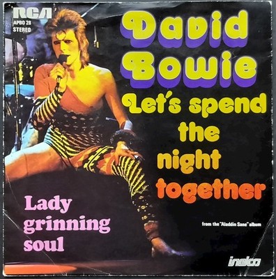 DAVID BOWIE   1973 NETHERLANDS Picture Sleeve 45  Let's Spend The Night Together