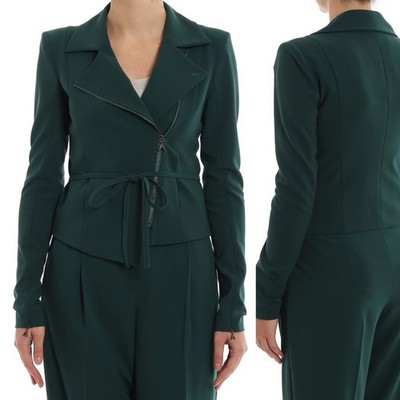 Patrizia Pepe Green Lightweight Long Sleeve Zip Belt Blazer IT 40 US XS (2)