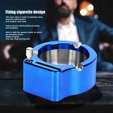 Blue Stainless Steel Ashtray With Matches Lighter Function For Home Office