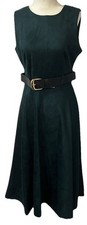 NWT Calvin Klein Women's Belted Scuba Suede Midi Dress, Hunter, 6, $139