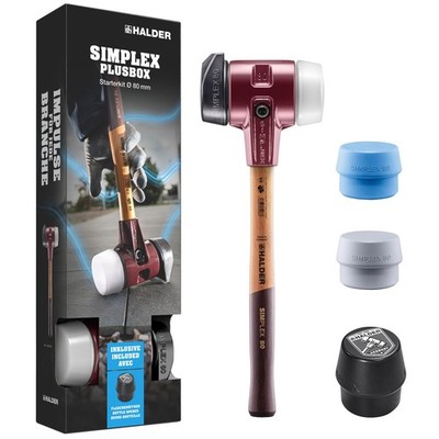 Halder SIMPLEX-Plusbox Starterkit - SIMPLEX-Schonhammer D80, Gummikomposition