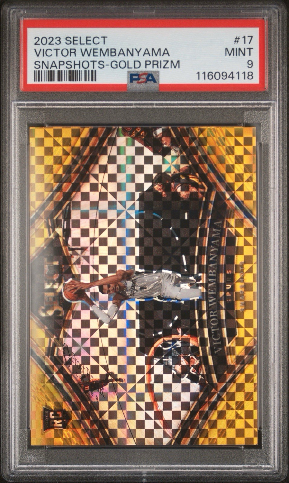 2023 SELECT VICTOR WEMBANYAMA SNAPSHOTS #17 GOLD PRIZM 01/10 Jersey Number!
