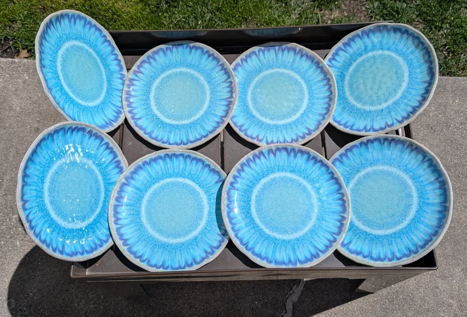 Меламин искусственная синяя капельная глазурь обед салат тарелки (8) цветок пикник 222 пятый - Изображение 2 из 4