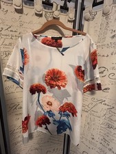 Banana Republic Blouse Womens L Floral Chiffon Crochet Lace Detail Short Sleeve