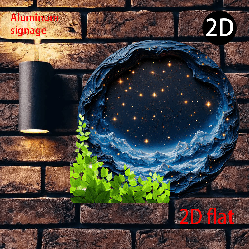 Round Starry Night Scene Metal Wall Art Glowing Constellations