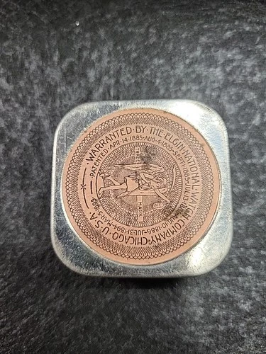 ​Antique Elgin National Watch Co Movement Tin No. 132 Size 6s 15J Serial 7673058