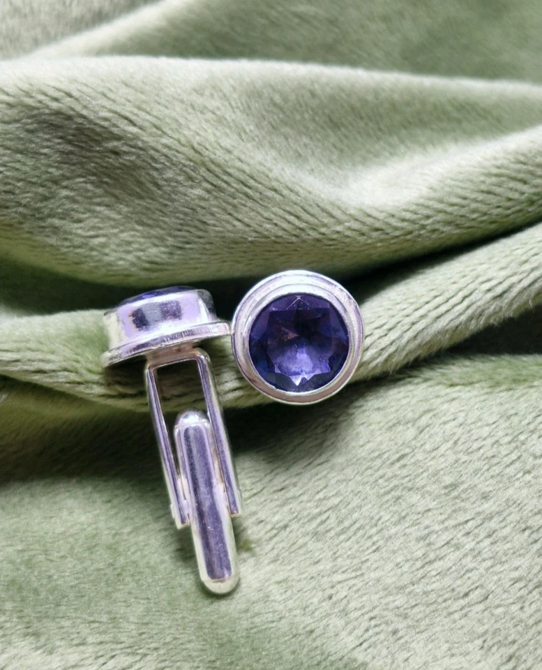 Handmade Sapphire Cufflinks 925 Sterling Silver Men’s Luxury Healing Gemstone - Image 2 of 4