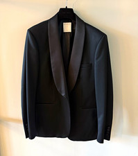 Sandro Black Wool Tuxedo Suit Jacket Shawl Lapel One-Button Slim Fit 52