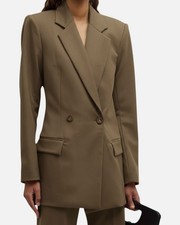 Brandon Maxwell Women's Brown Wool Riley Split Back Blazer Suit Jacket Size 10