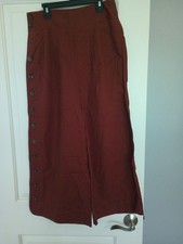 Anthropologie The Essential Slim Brown Wide Leg Pants Button Up One Leg No Size