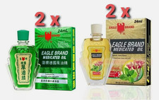 4 x 24 ml Eagle Brand Medicated Oil - 2 x Green, 2 x Refresh Yellow NEW
