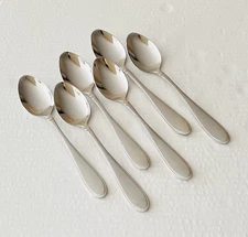 Cambridge Stainless Evanston Sand 6 Oval Soup Spoons Frosted Center