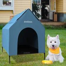 29 2-in-1 Dog House for Medium Dogs, Elevted Dog House Outdoor/Indoor Blue