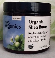 Sky Organics Organic Raw Pure 100% Shea Butter Soften Moisturize Body Face 15 oz