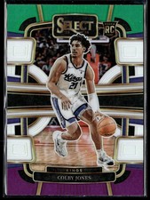 2023-24 Panini Select Colby Jones Rookie RC Green White Purple Prizm #83 Kings
