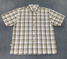 Lowrider Button Up Shirt Checkered Y2K Brown Short Sleeve Men XL