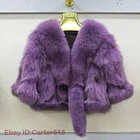100% Real Fox Fur Coat Shawl Women's Big Fur Collar Winter Warm Short Jacket