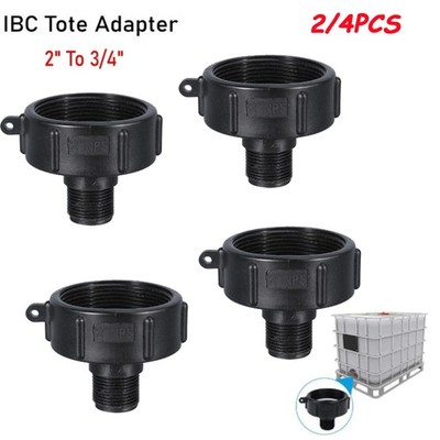 2/4PCS 275 330 G IBC Tote Adapter 2 NPT (NPS) Fine Thread x3/4 Male Garden Hose