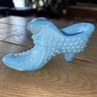 Vintage Fenton Hobnail Cat Head Art Class Slipper Shoe