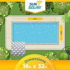 Sun2Solar 1600 Series Rectangle Clear Solar Blanket Swimming Pool w/ Grommet Kit