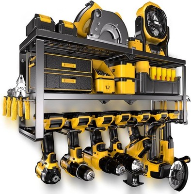 Power Tool Organizer Wall Mounted Power Tool Rack for Cordless 7 Drill Storage