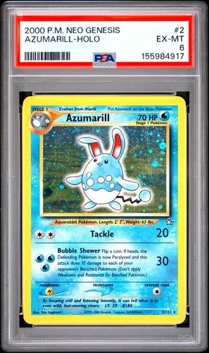 2000 POKEMON NEO GENESIS #2 AZUMARILL-HOLO PSA 6
