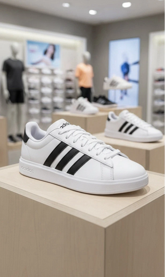 Adidas Grand Court 2.0 Men's Shoes White Black Sneakers GW9195 Tennis Casual