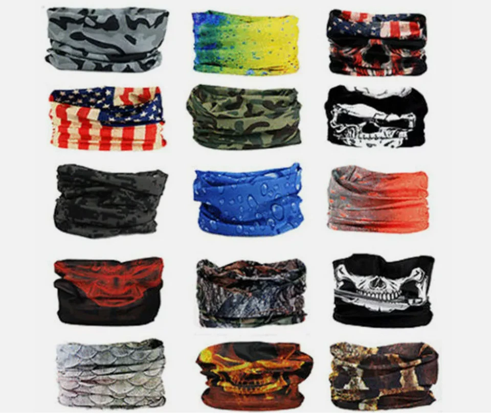 Pañuelo tubo bufanda motociclista polaina cara/cuello unisex - Paquete de 12 Foto 3 de 4