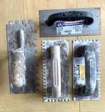 Lot of 4 Notched Hand Flooring Trowels Finishing Subfloor