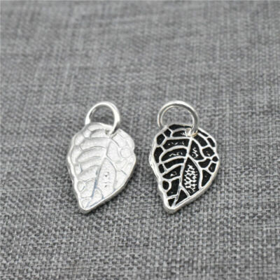 2 Sterling Silber Blatt Charms Baumbl?tter f��r Halskette Armband
