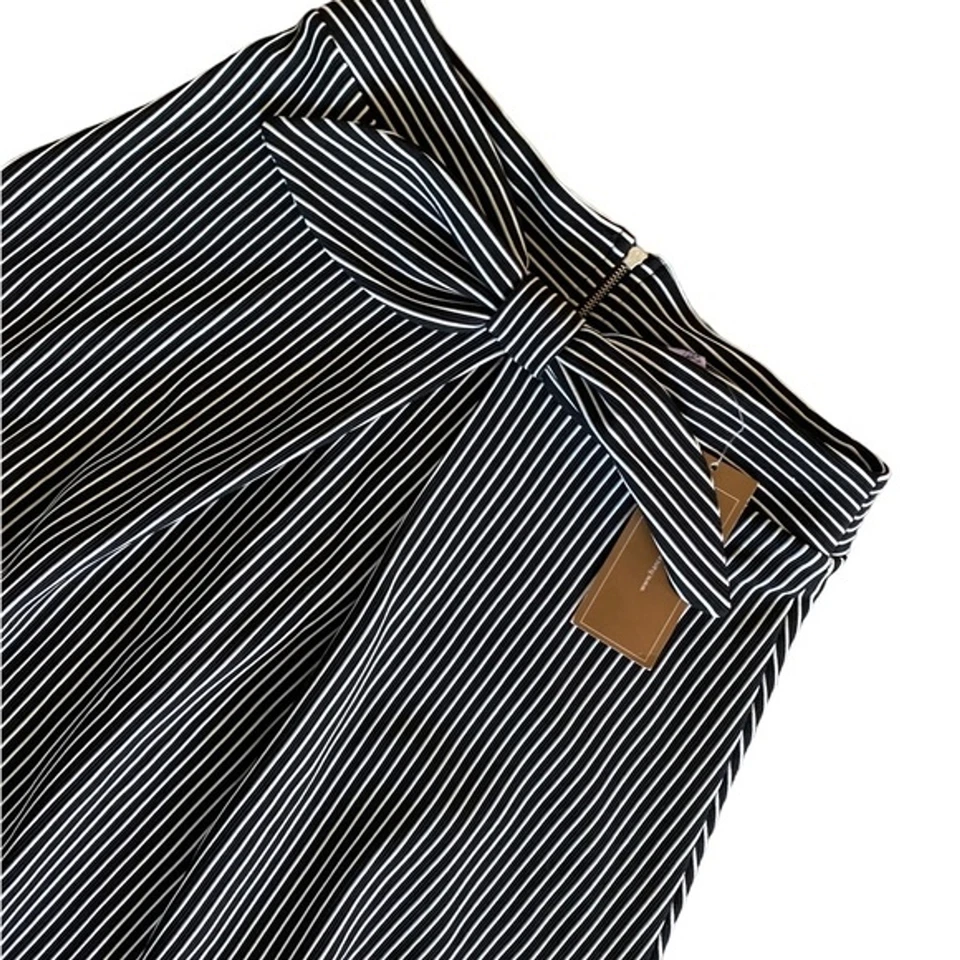 Alya Black White Striped Knee Length A-line Skirt size S NWT - Image 2 of 4