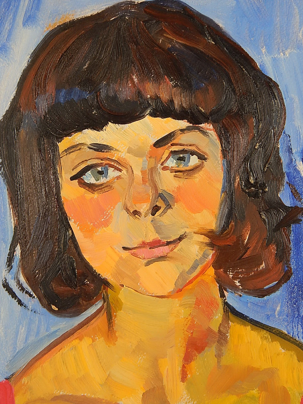 Portrait of a Girl Oil Painting Soviet Artist E. Tkachenko Original