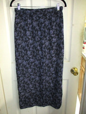 Vintage Floral Dark Purple Navy Floral Rayon Blend A-Line Long Skirt- Y2K - 12