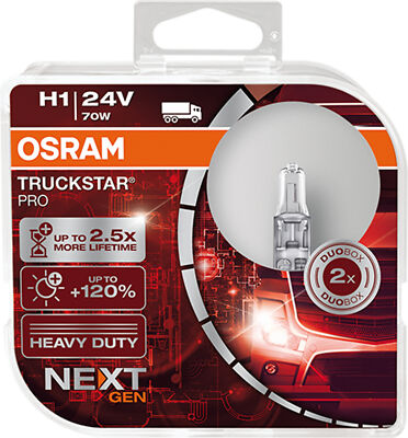 2 Stück H1 24V 70W OSRAM TRUCKSTAR PRO Next Generation +120% Lampen Birnen LKW