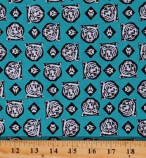 Cotton Cub Scouts Boy Scouts Bears Paws Teal Fabric Print by the Yard D576.35