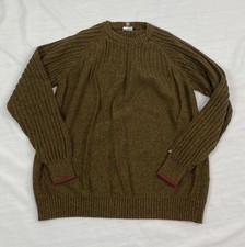 Columbia Knit Sweater Men's Size XL Heather Brown Crew Neck Rib Trim 100 Cotton