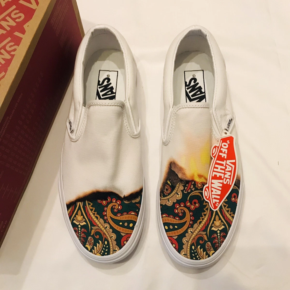 Vans slip on custom off deals white